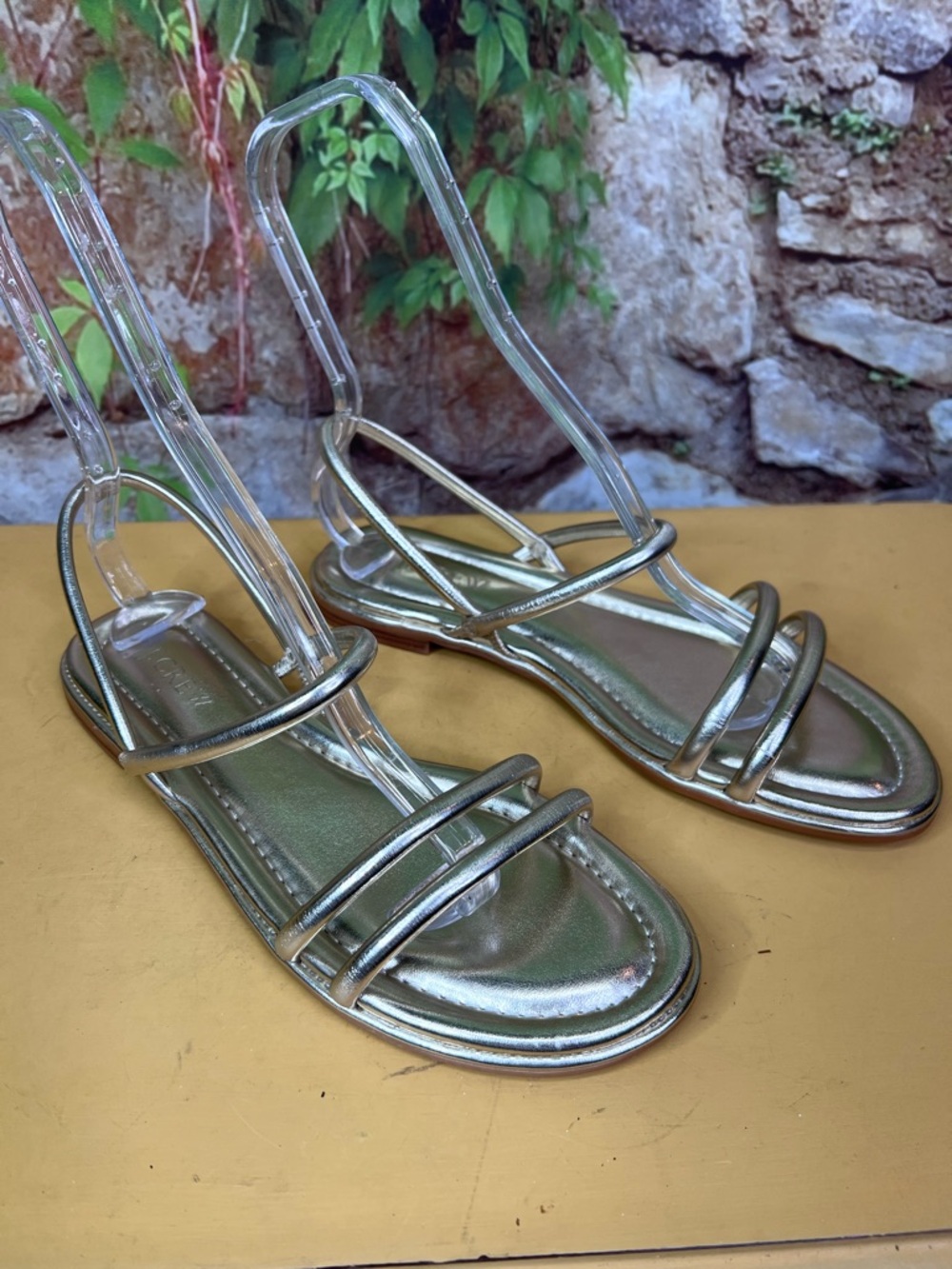 J. CREW Tubular Gold Metallic Strappy Sandals, 9 - Picture 6 of 8